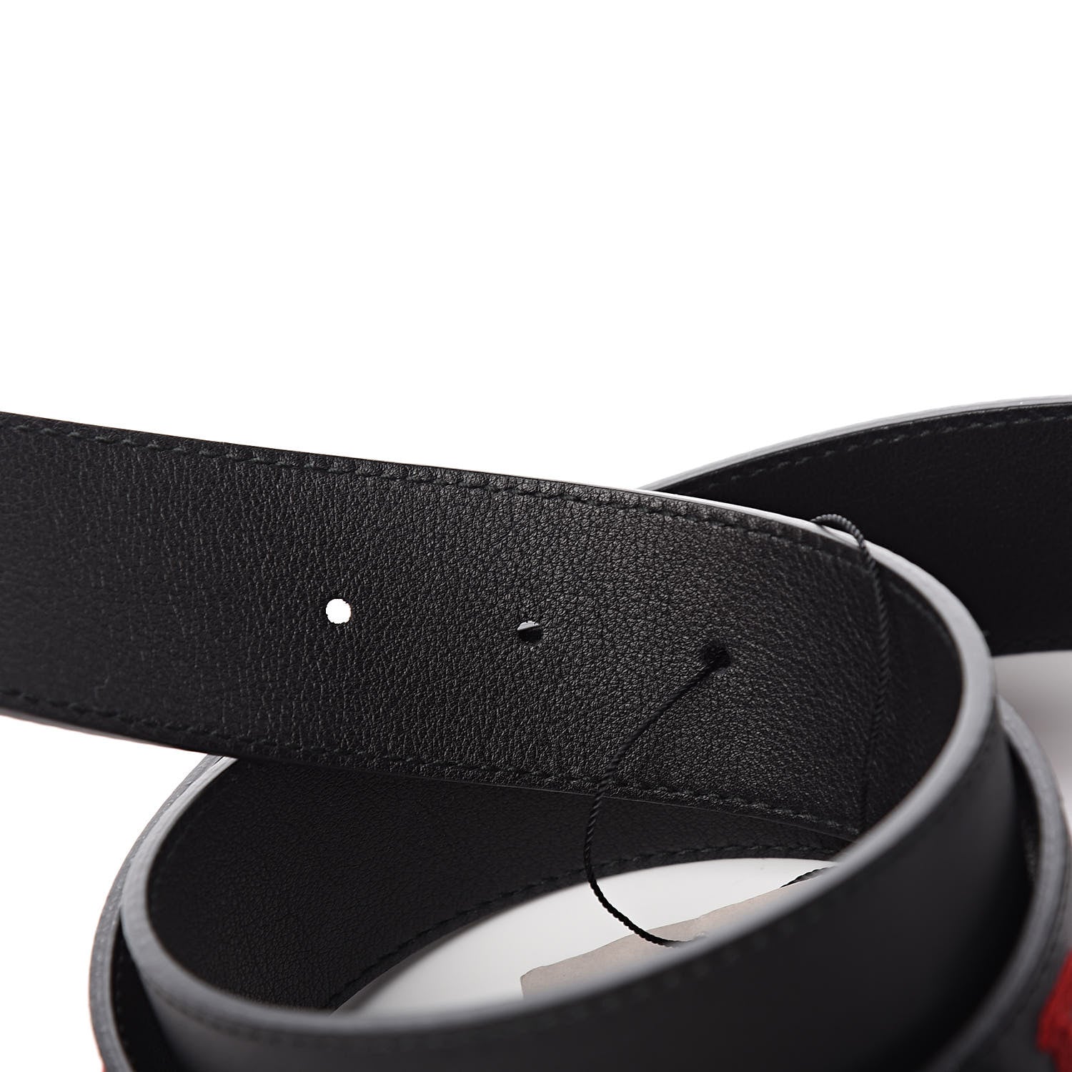 Gucci Calfskin L'Aveugle Par Amour Embroidered Double G 40mm Belt 100 40 Black Red 5 of 8