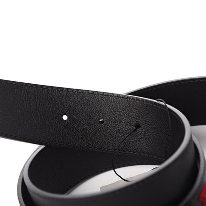 Gucci Calfskin L'Aveugle Par Amour Embroidered Double G 40mm Belt 100 40 Black Red 5 of 8