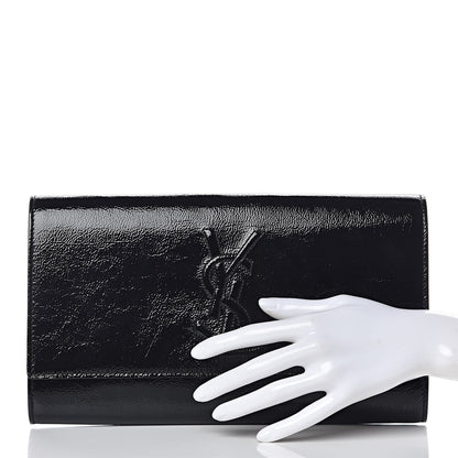 Saint Laurent Textured Patent Monogram Large Belle De Jour Clutch Black 2 of 9