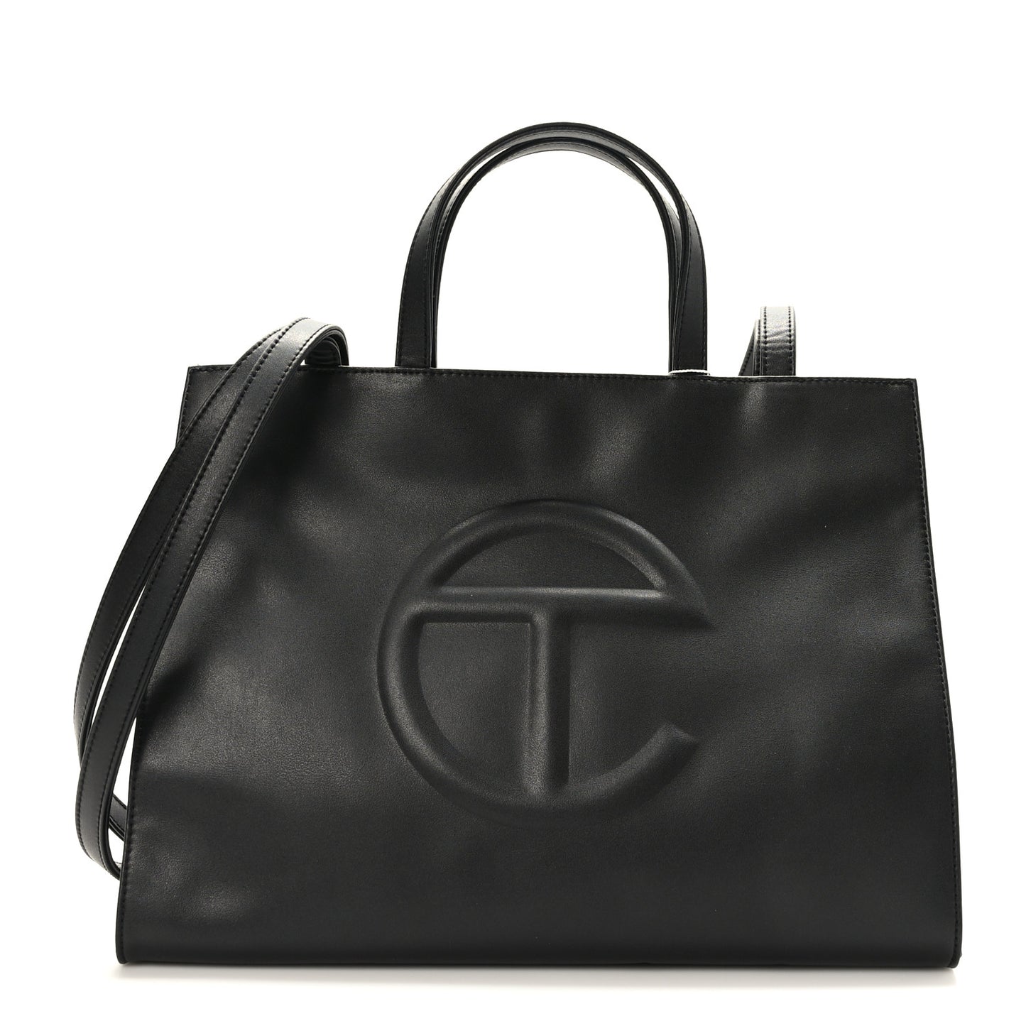 Vegan Leather Medium Shopping Bag Black