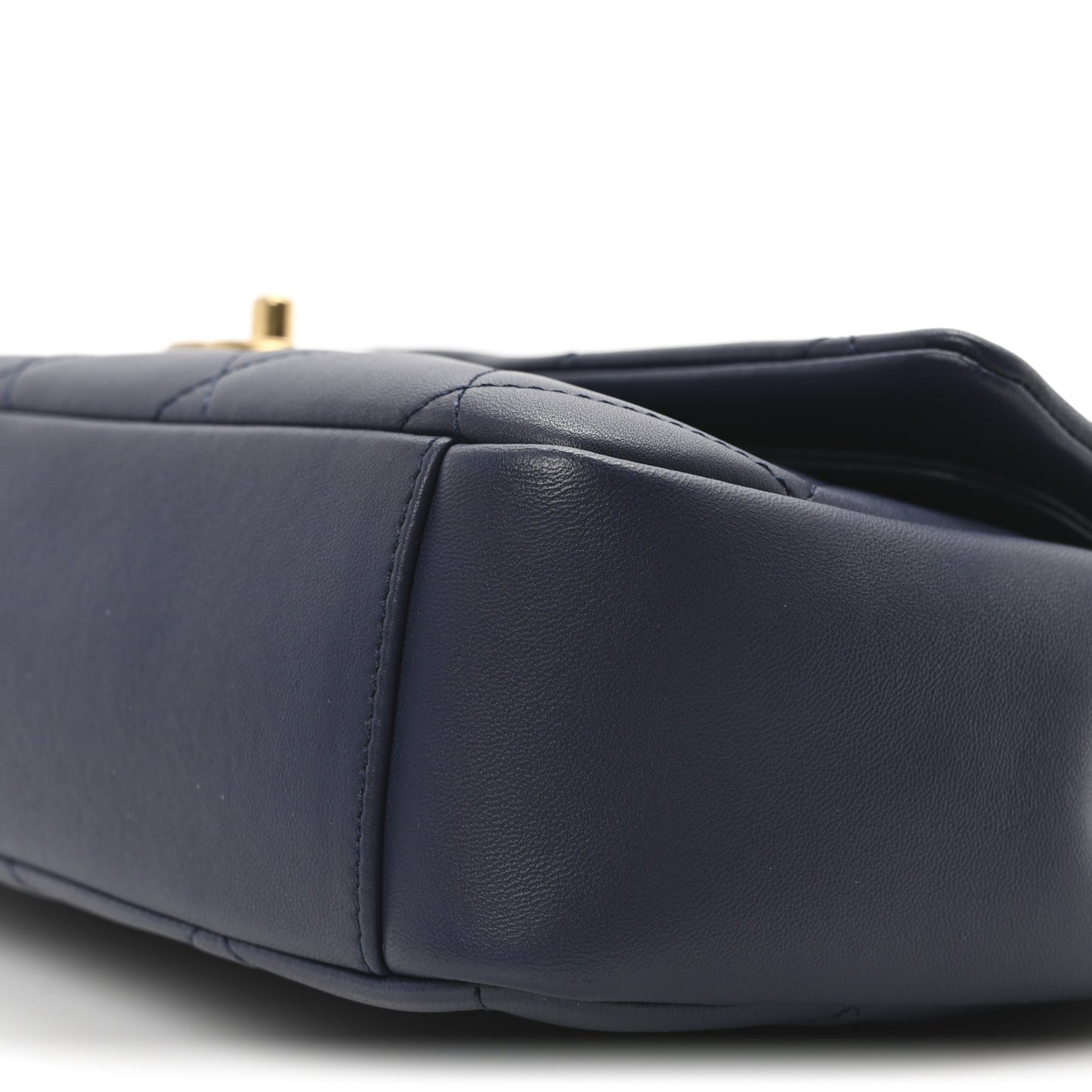 Lambskin A Real Catch Flap Bag Navy Blue
