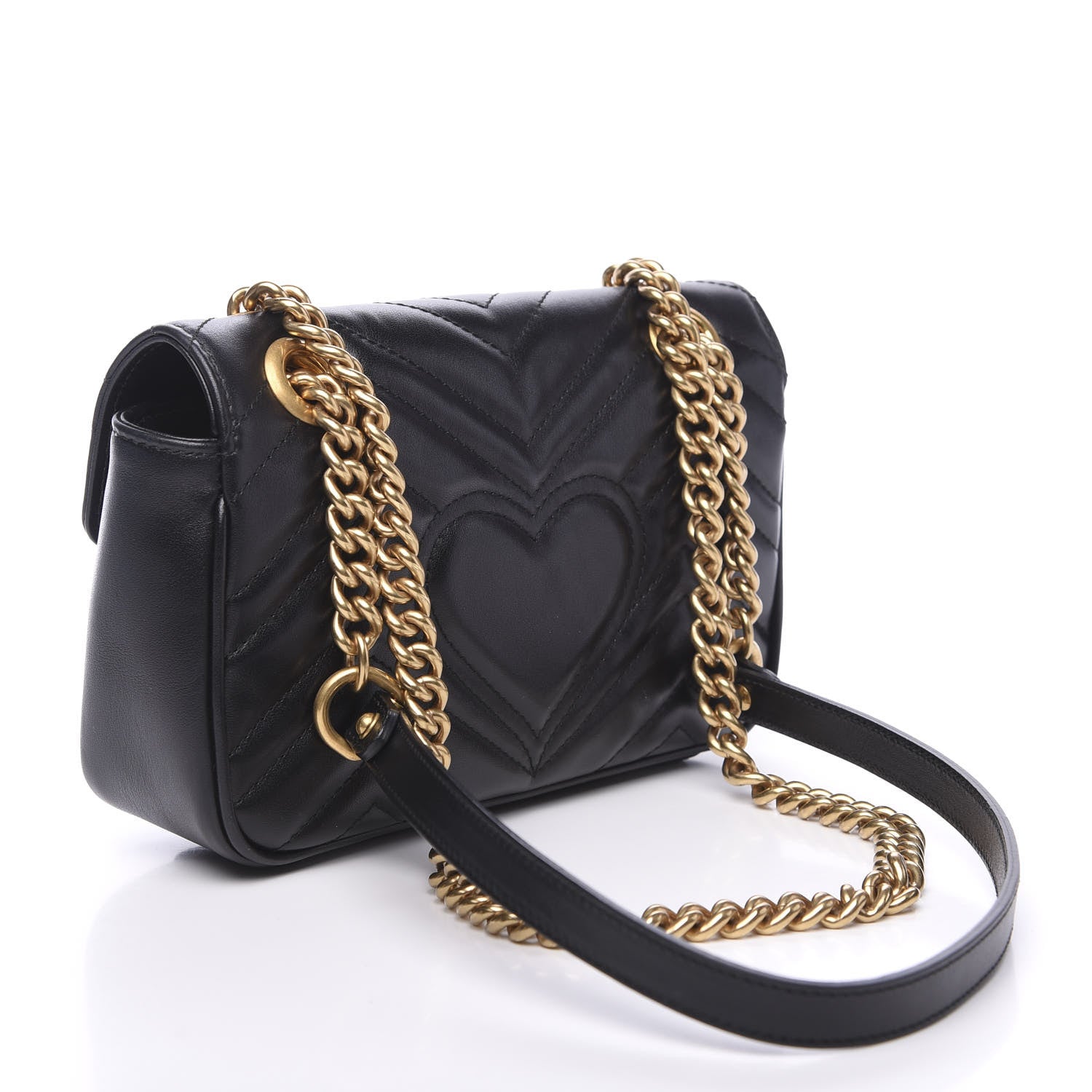 Gucci Calfskin Matelasse Mini GG Marmont Shoulder Bag Black 2 of 14