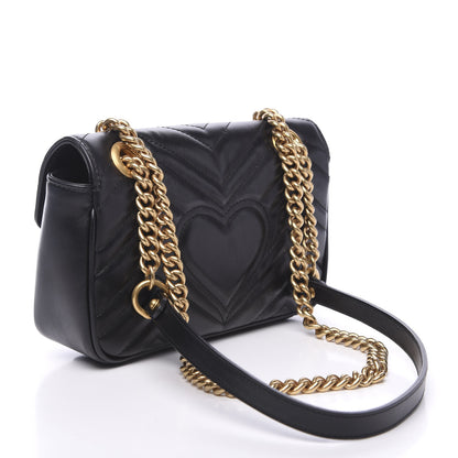 Gucci Calfskin Matelasse Mini GG Marmont Shoulder Bag Black 2 of 14