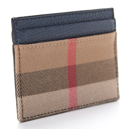 Burberry Grainy Calfskin House Check Sandon Card Case Navy 3 of 9