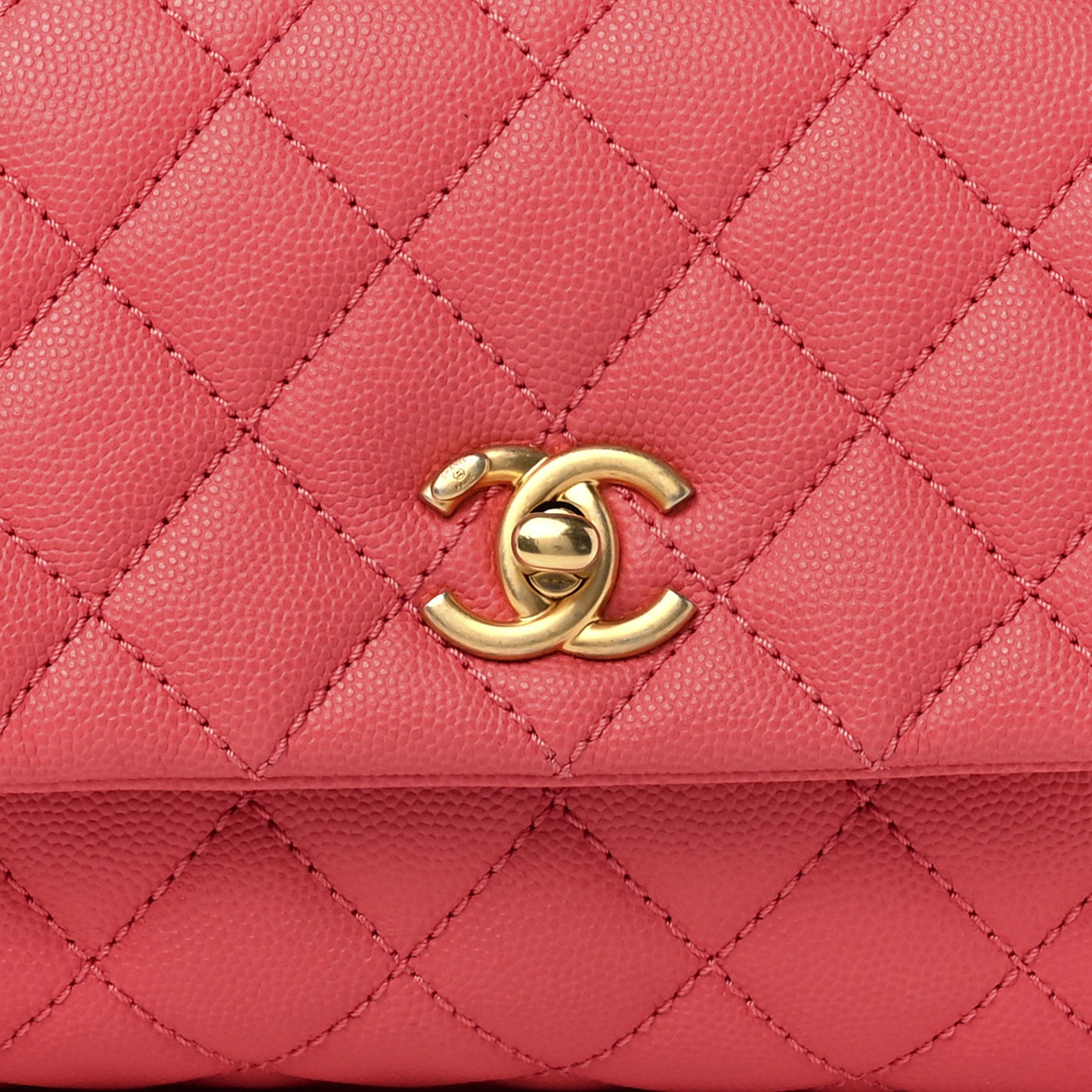 Caviar Lizard Embossed Quilted Mini Coco Handle Flap Pink