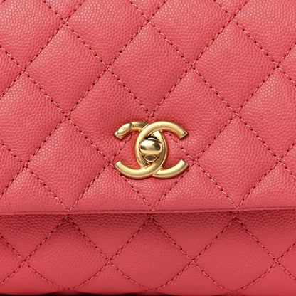 Chanel Caviar Lizard Embossed Quilted Mini Coco Handle Flap Pink 9 of 13