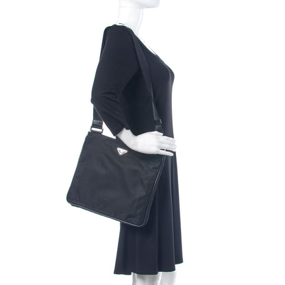 Prada Nylon Flat Messenger Bag Black 2 of 10