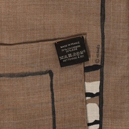 Hermes Cashmere Silk Libre Comme Pegase Shawl 140 Caramel Creme Black 3 of 4