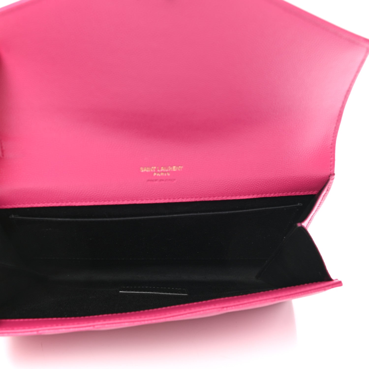 Saint Laurent Grain De Poudre Matelasse Chevron Monogram Envelope Clutch Fresh Fuxia 5 of 9