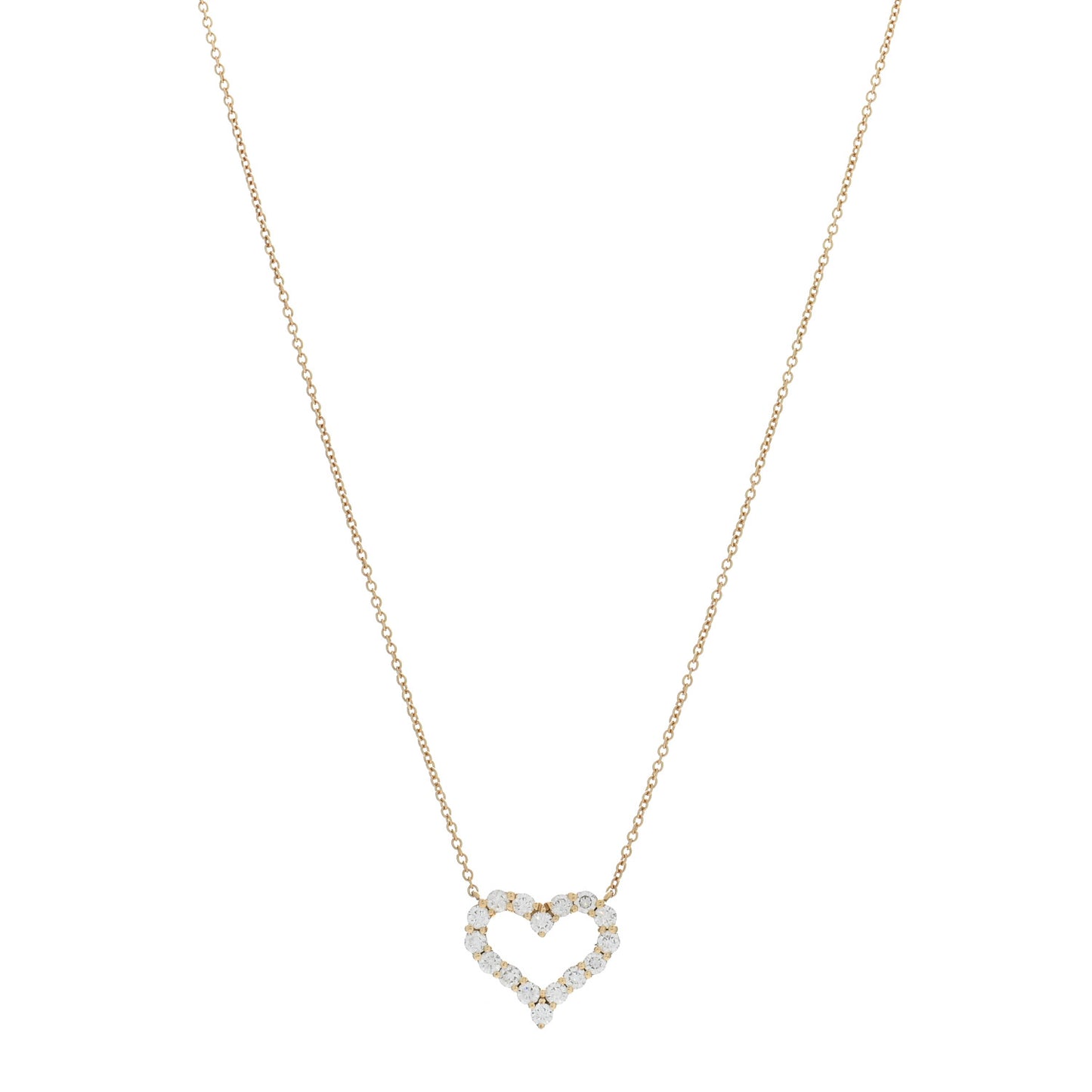 18K Yellow Gold Diamond Small Heart Pendant Necklace