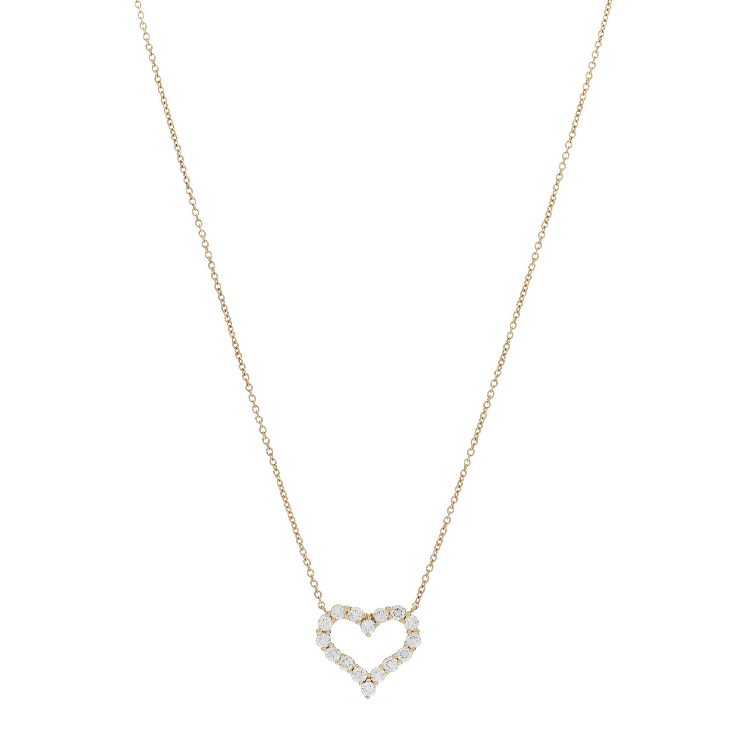 Tiffany 18K Yellow Gold Diamond Small Heart Pendant Necklace 1 of 4