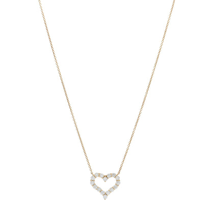 Tiffany 18K Yellow Gold Diamond Small Heart Pendant Necklace 1 of 4