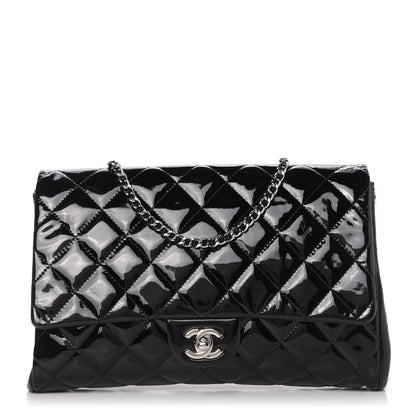 Chanel Patent Quilted Clutch with Chain Flap Black 1 of 10
