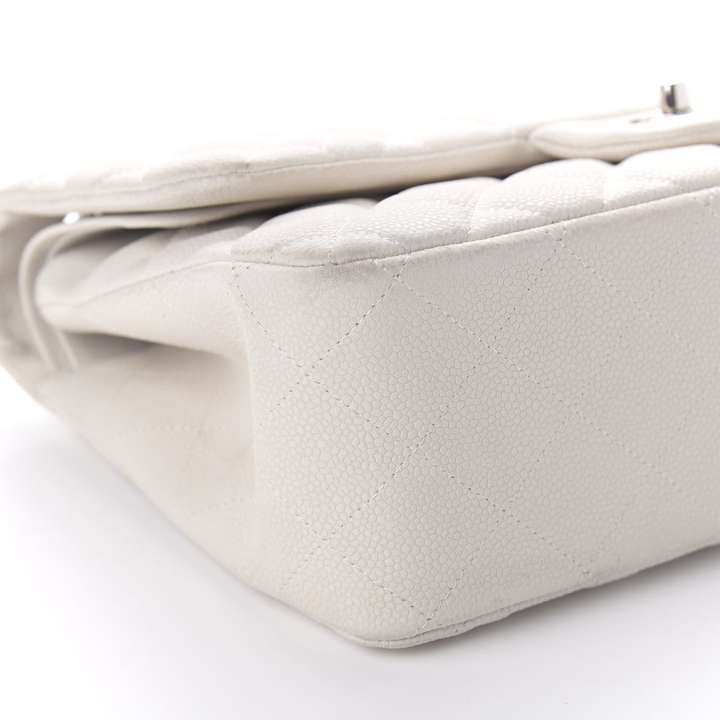 Caviar Quilted Jumbo Double Flap White