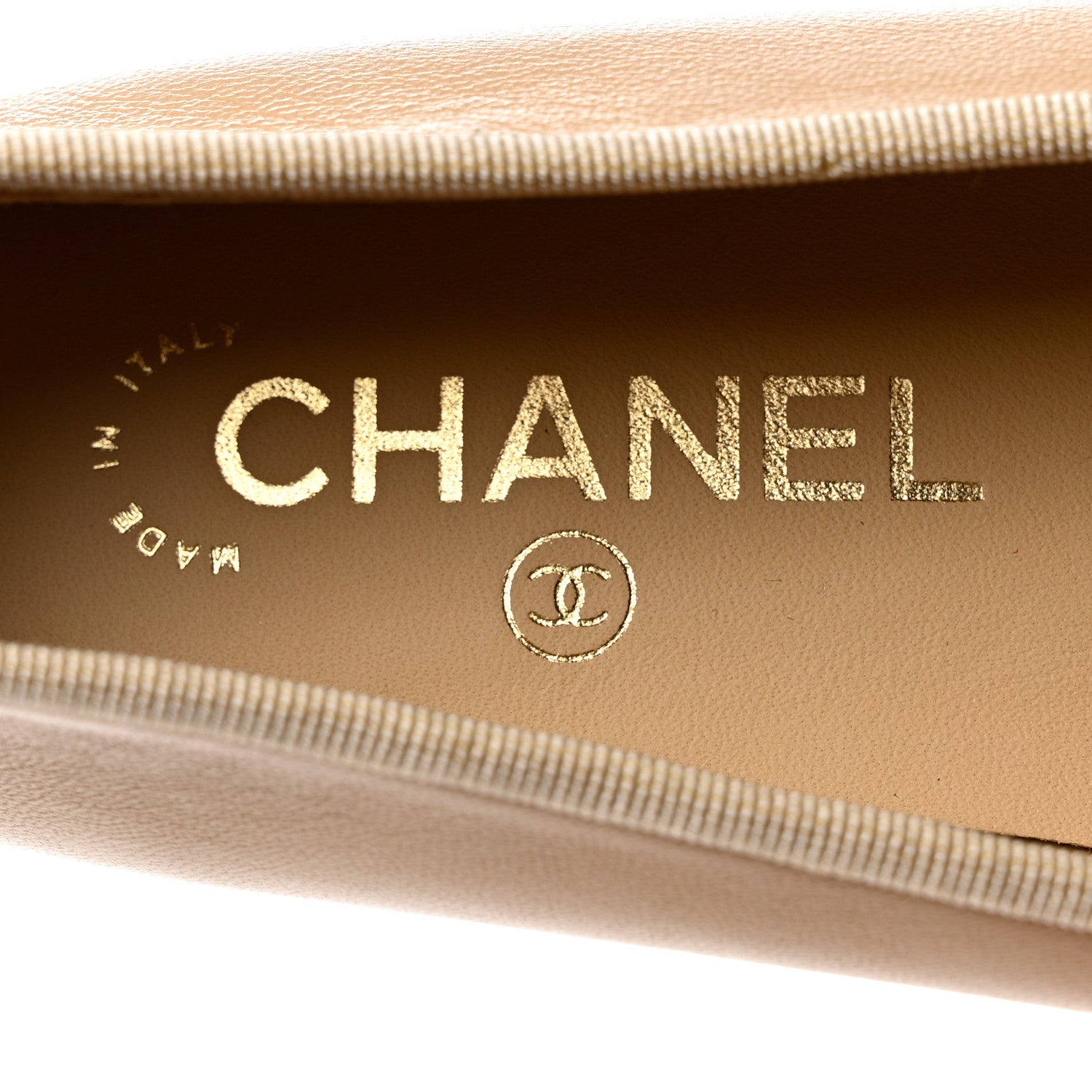 Chanel Lambskin Cap Toe CC Ballerina Flats 36 Beige Black 8 of 9