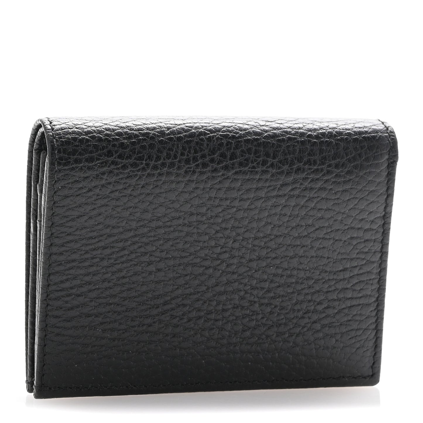 Dollar Calfskin Enamel Monochrome GG Marmont Card Case Black