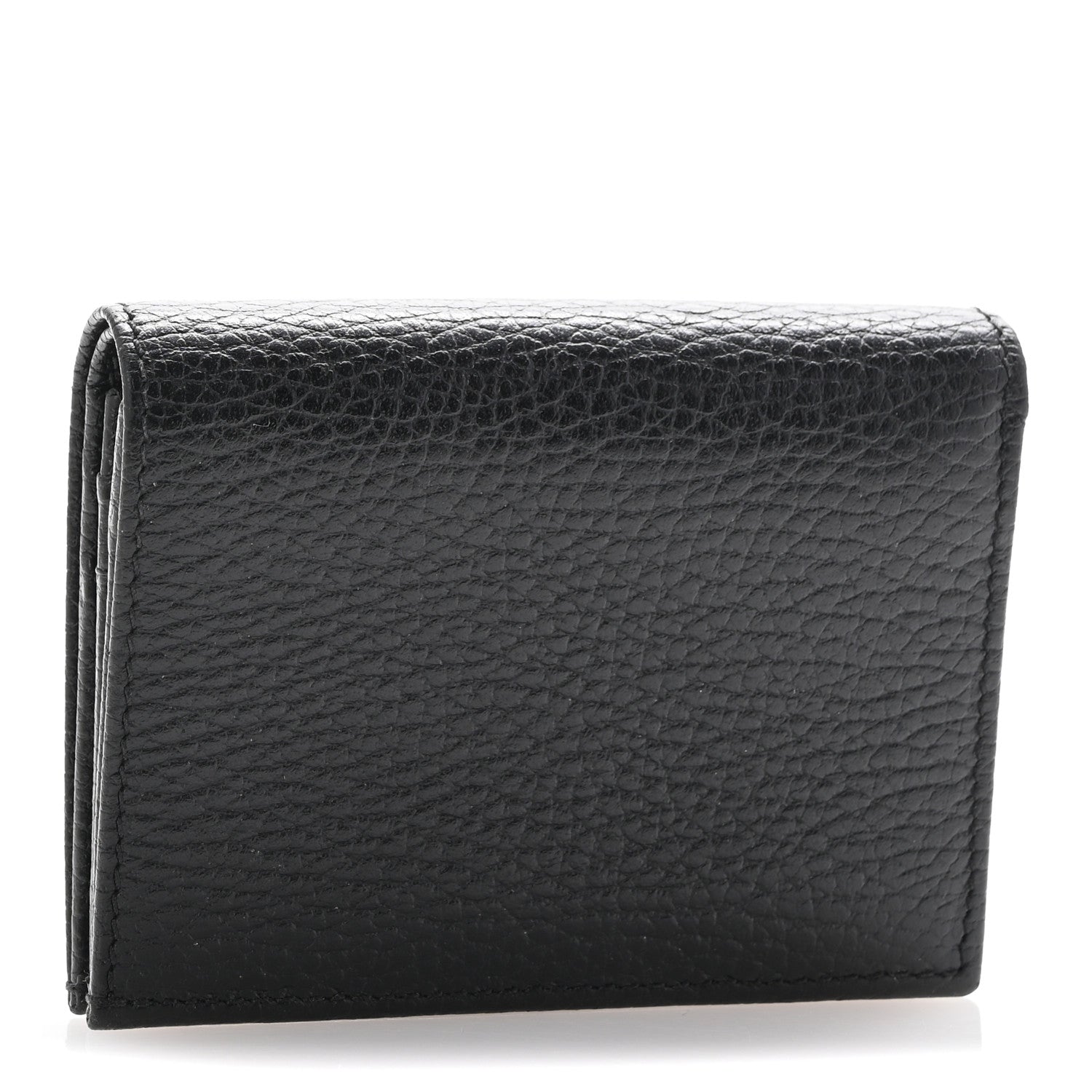 Gucci Dollar Calfskin Enamel Monochrome GG Marmont Card Case Black 3 of 9