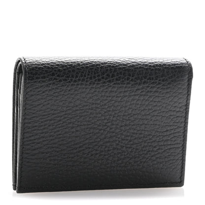 Gucci Dollar Calfskin Enamel Monochrome GG Marmont Card Case Black 3 of 9
