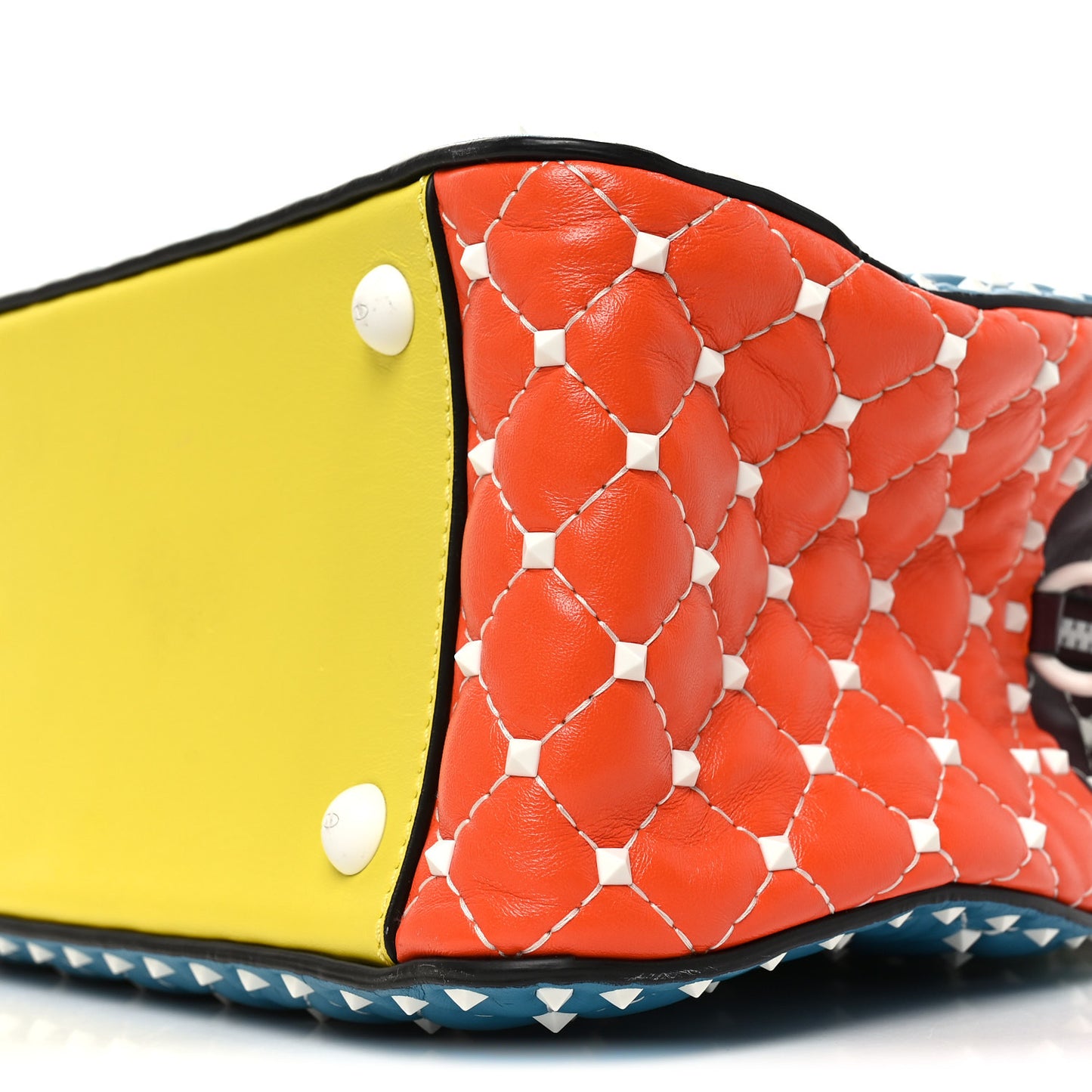 Lambskin Free Rockstud Spike Bowling Bag Multicolor