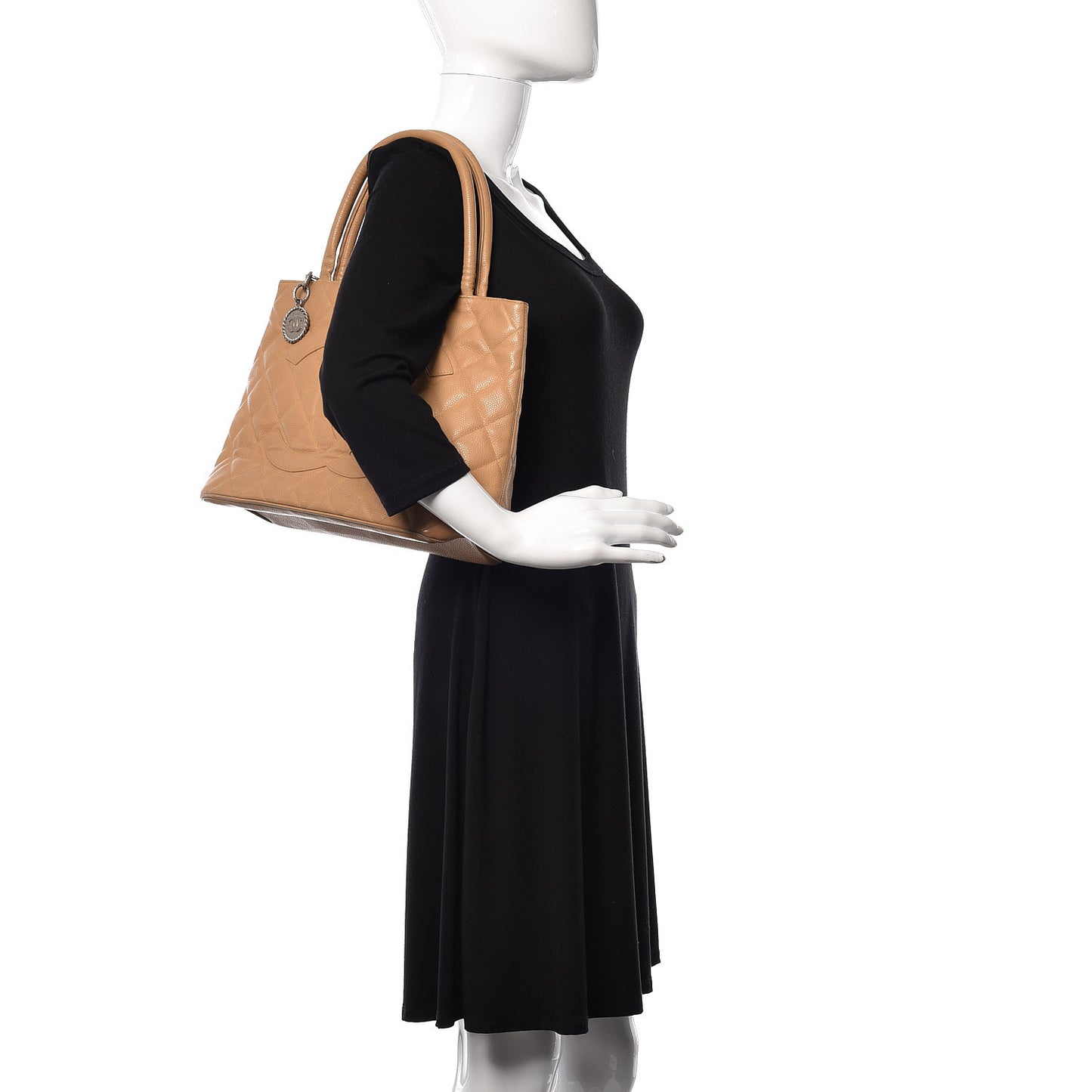 Caviar Quilted Medallion Tote Beige