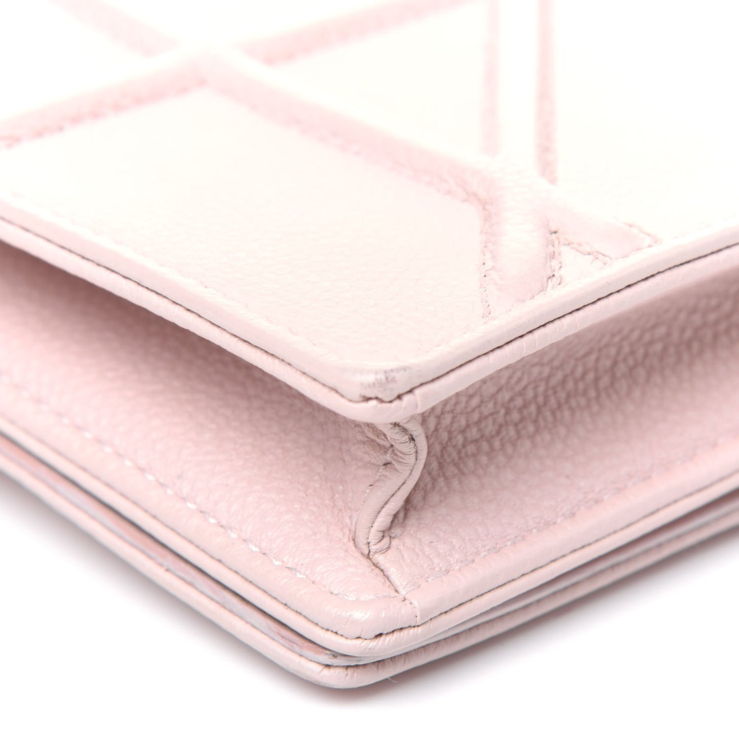 Grained Calfskin Diorama Wallet on Chain Pouch Rose Poudre
