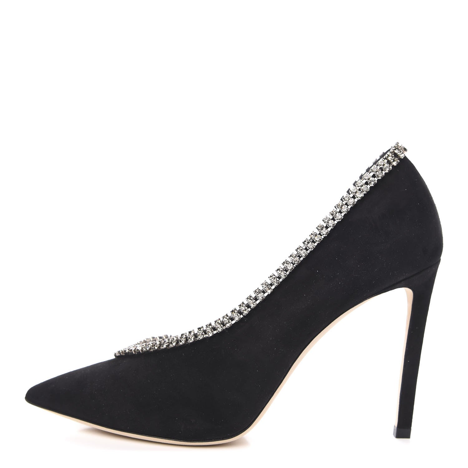 Jimmy Choo Suede Crystal Lilian 100 Pumps 37.5 Black 1 of 8