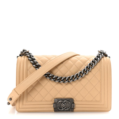 Chanel Calfskin Quilted Medium Boy Flap Beige 1 of 10