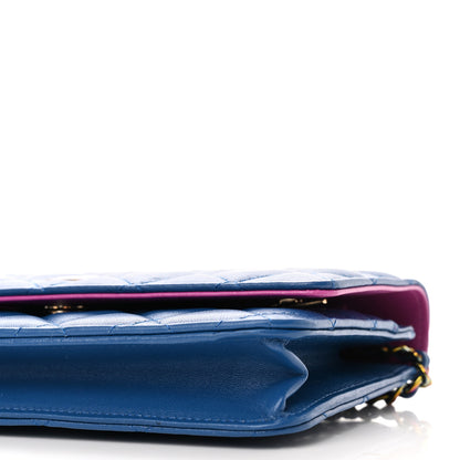 Chanel Lambskin Quilted Wallet On Chain WOC Dark Blue Pink 11 of 12