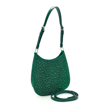 Prada Satin Crystal Cleo Adjustable Strap Shoulder Bag Mango 3 of 9