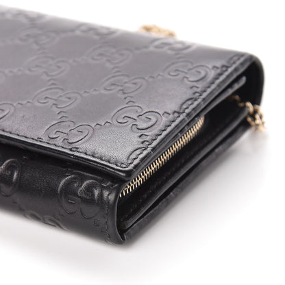 Gucci Guccissima Margaux Calfskin Metal Bar Chain Wallet Black 10 of 12