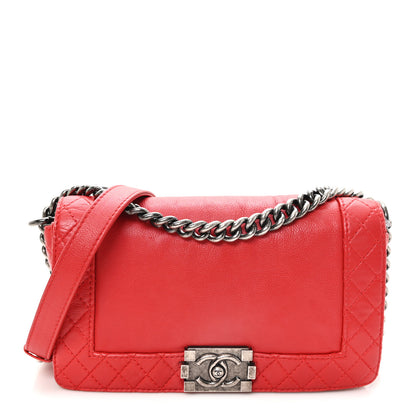 Chanel Calfskin Medium Boy Reverso Flap Red 1 of 10