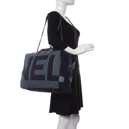 Chanel Canvas Maxi Bowling Bag Blue 2 of 9