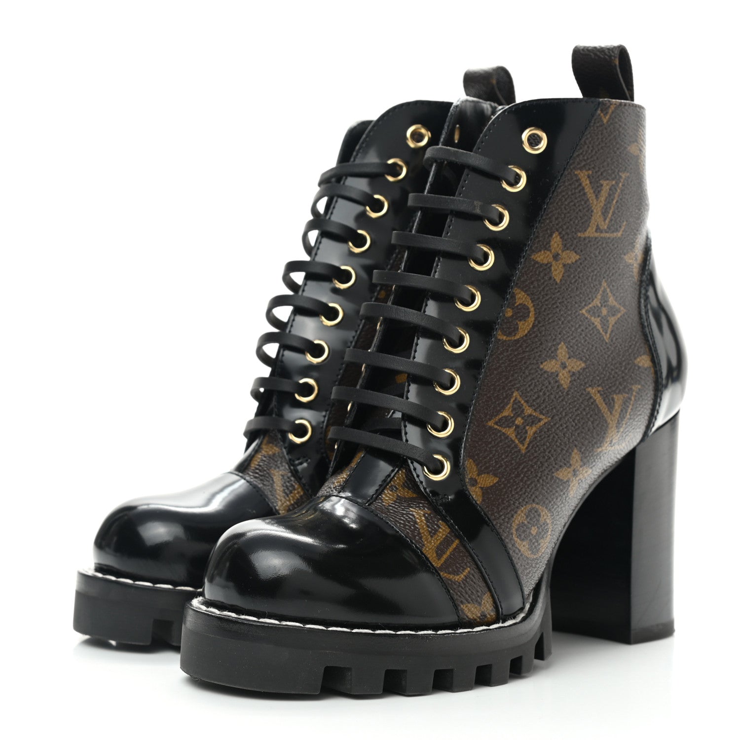 Louis Vuitton Patent Calfskin Monogram Star Trail Ankle Boots 36 Black 3 of 6