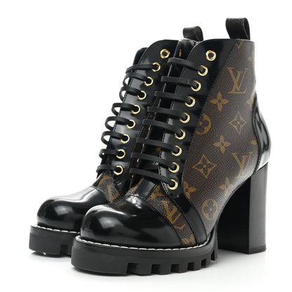 Louis Vuitton Patent Calfskin Monogram Star Trail Ankle Boots 36 Black 3 of 6