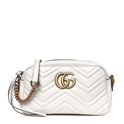 Gucci Calfskin Matelasse Small GG Marmont Chain Shoulder Bag White 1 of 13