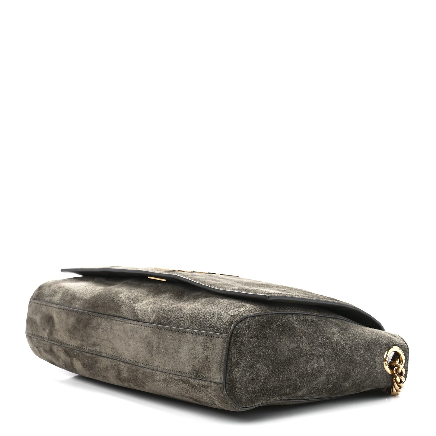 Smooth Calfskin Suede Medium Reversible Monogram Kate Satchel Grey Khaki