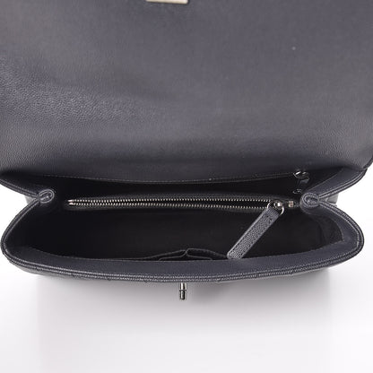 Chanel Caviar Chevron Quilted Small Coco Handle Flap Dark Grey 7 of 10