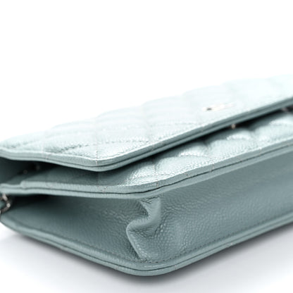 Chanel Caviar Quilted Wallet on Chain WOC Light Blue 10 of 12