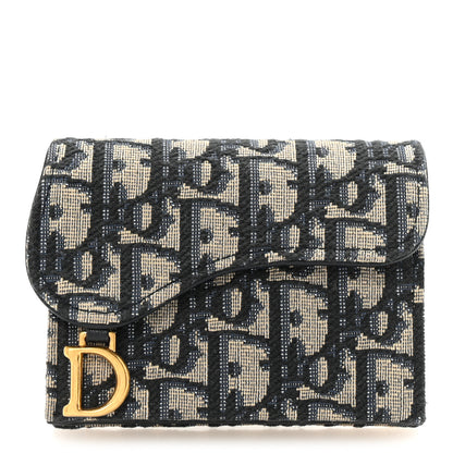 Christian Dior Oblique Saddle 5-Gusset Card Holder Blue 1 of 7