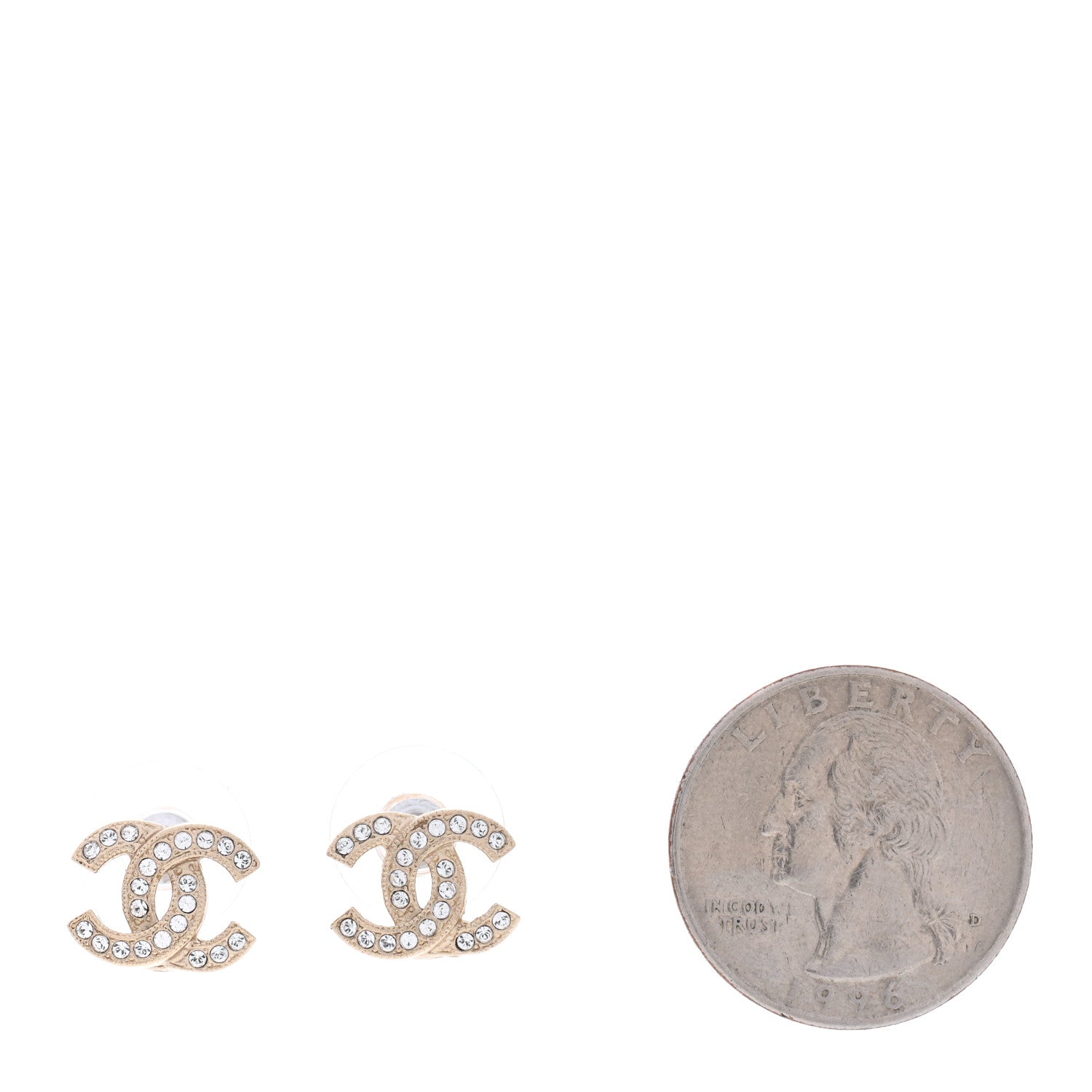 Chanel Crystal CC Earrings Gold 2 of 5