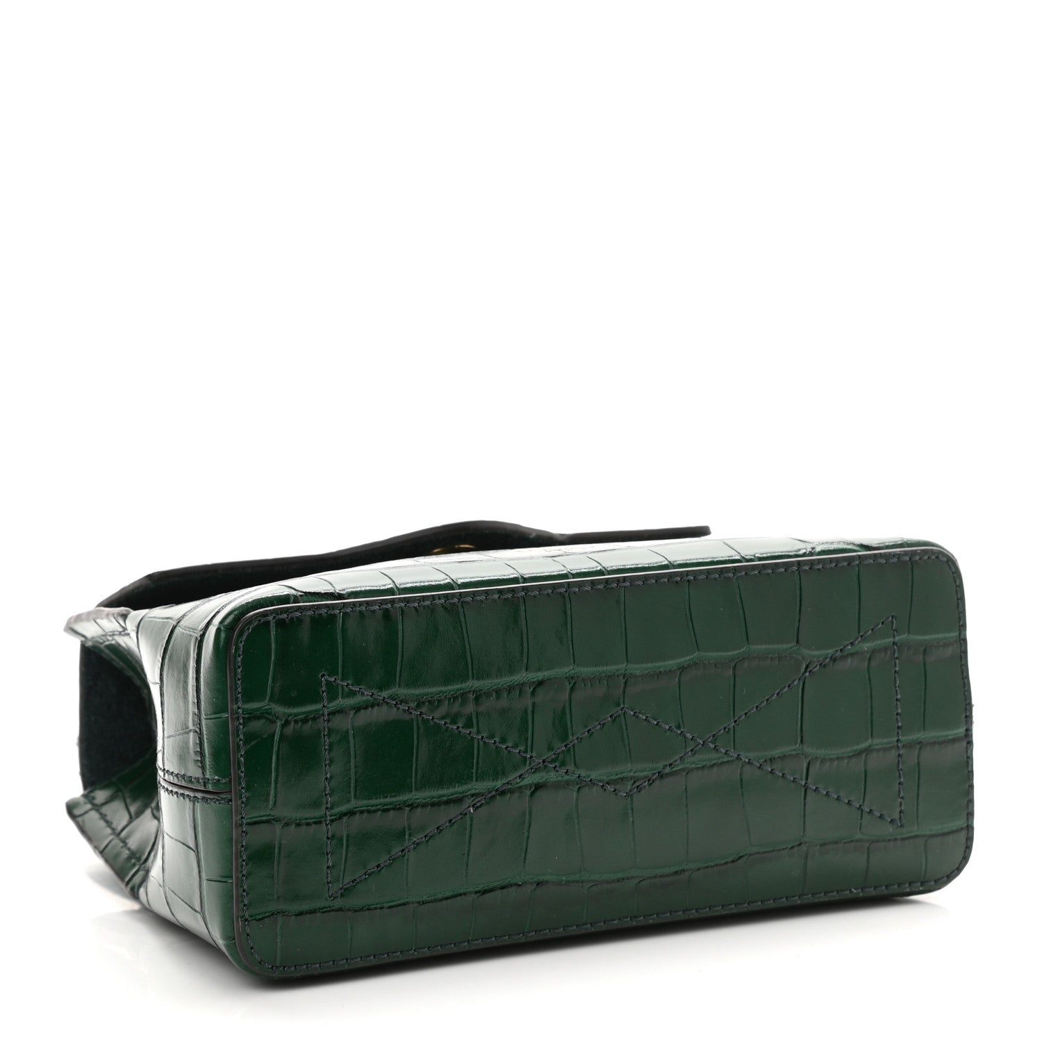 Mulberry Shiny Croc Calfskin Embossed Micro Seaton Bayswater Green 4 of 9