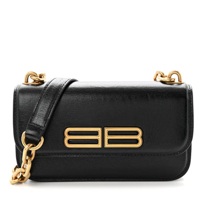 Balenciaga Calfskin Stripe Embossed Gossip Chain Bag XS Black 7 of 9