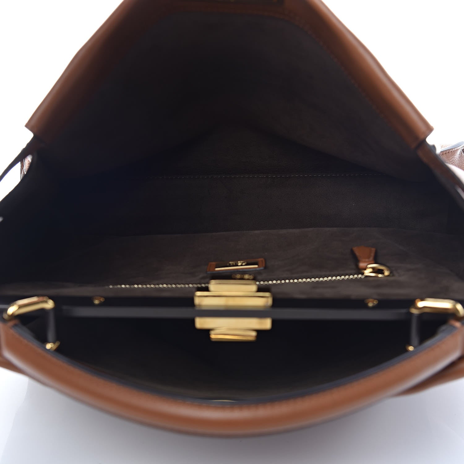 Fendi Vitello Dolce Large Peekaboo Iconic Satchel Corteccia 6 of 10