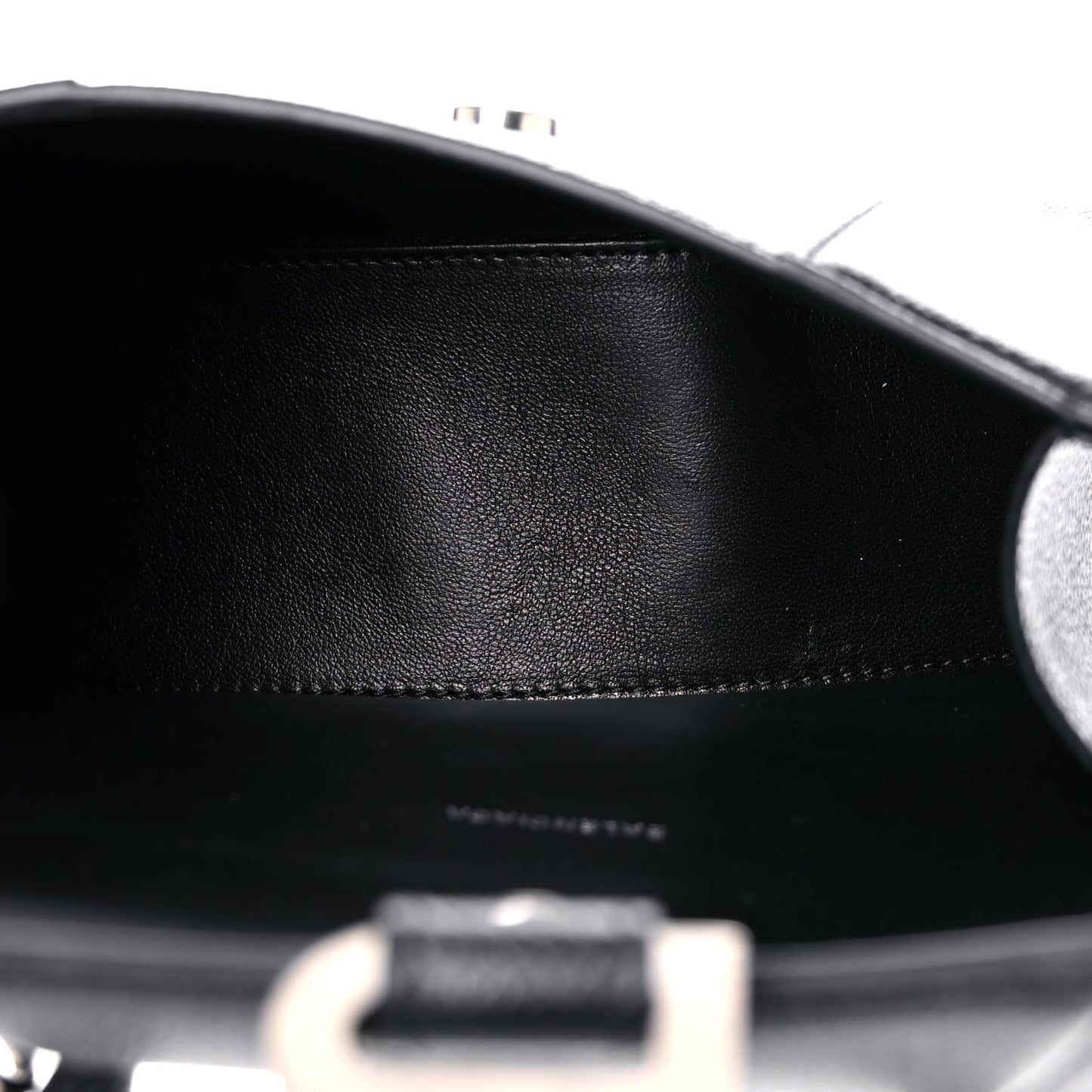 Grained Calfskin Hourglass Top Handle Bag XS Black