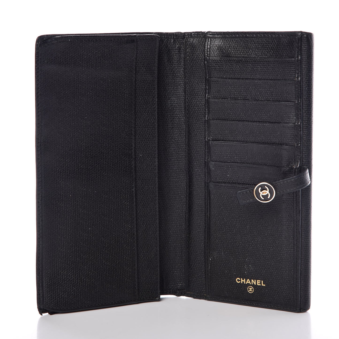 Grained Calfskin CC Button Wallet Black