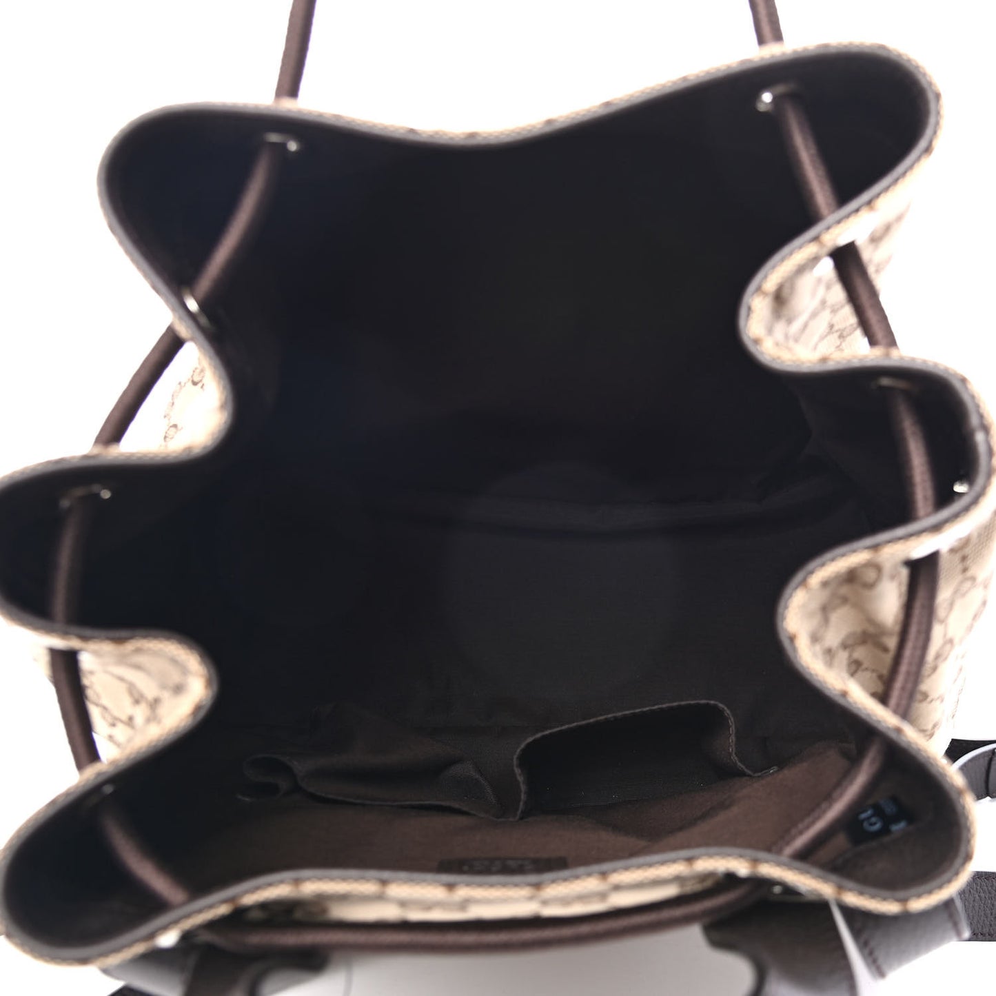 Monogram Dollar Calfskin O Drawstring Backpack Beige Ebony Testa di Moro Dark Chocolate