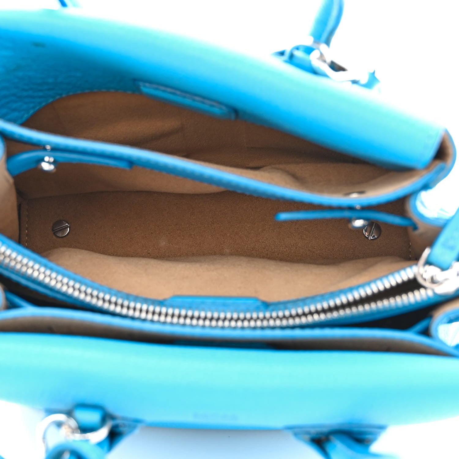 MCM Grained Calfskin Mini Milla Tote Tile Blue 4 of 15