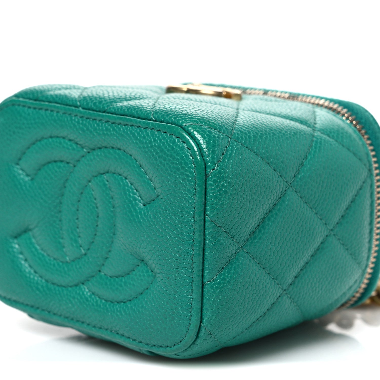 Chanel Caviar Quilted Sweetheart Mini Vanity Case Green 10 of 10
