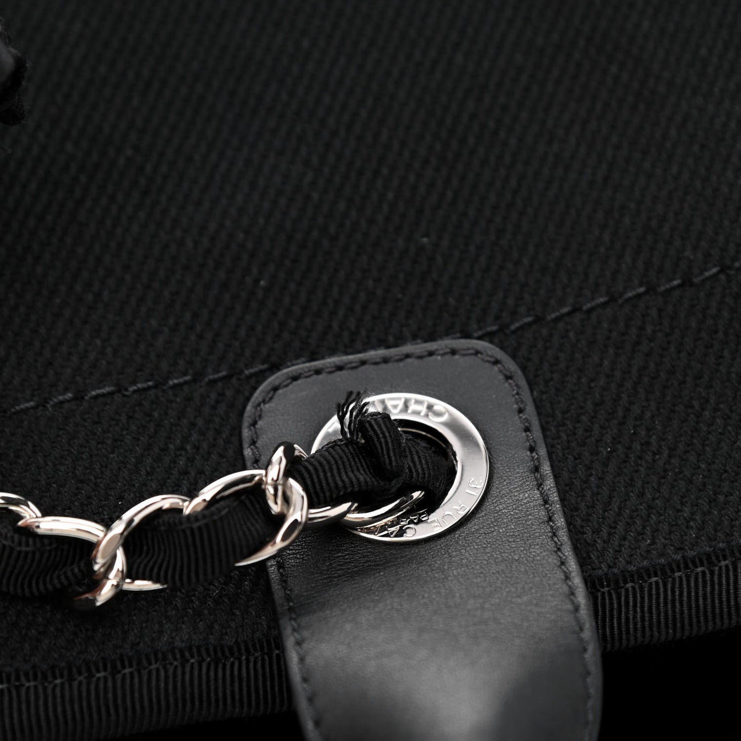 Canvas Pearl Medium Deauville Tote Black