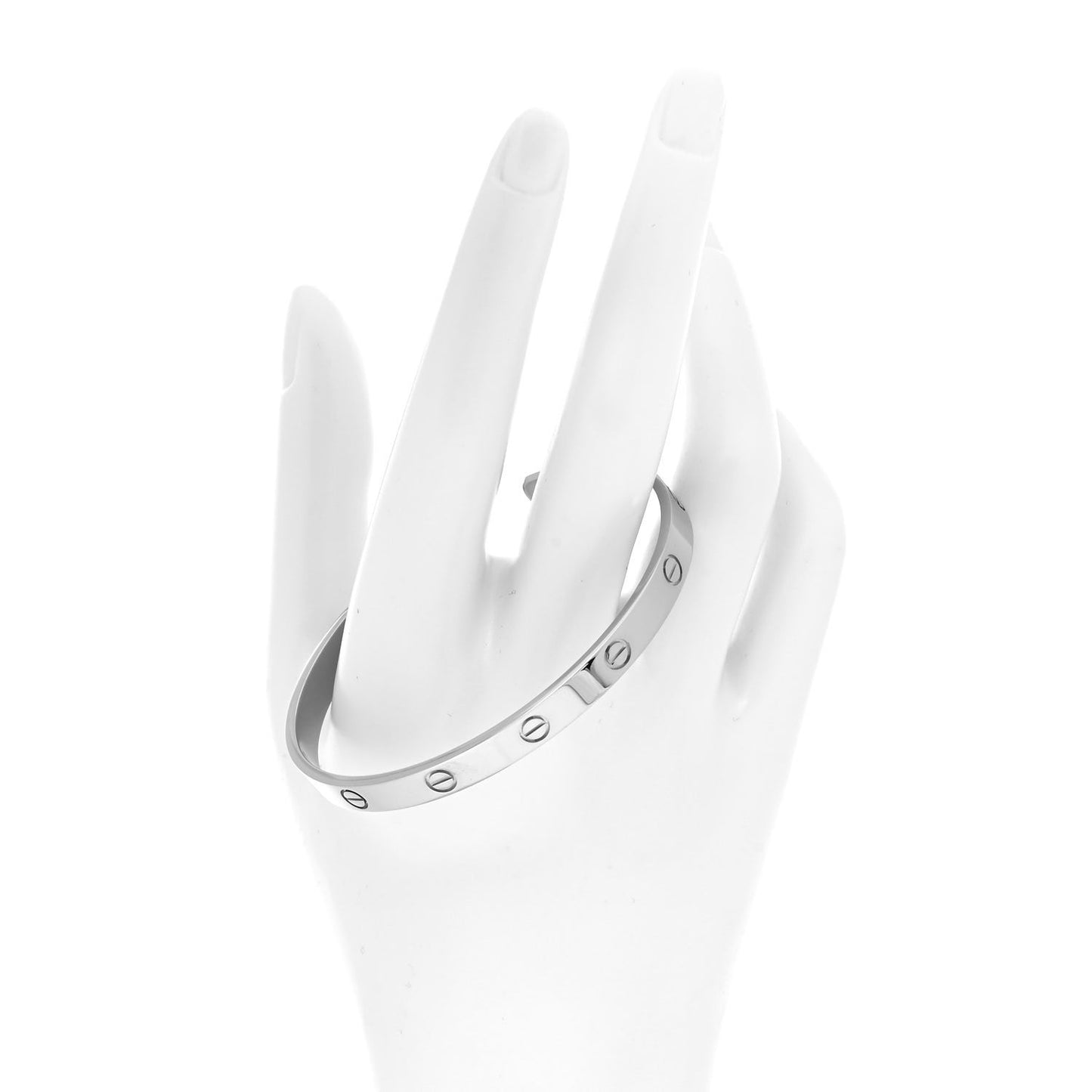 18K White Gold LOVE Cuff Bracelet 19